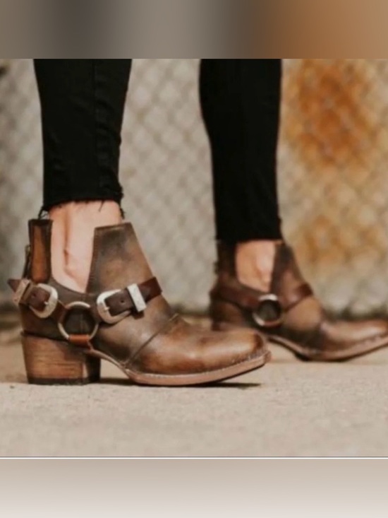 Freebird by Steven Shoes - Freebird by Steven | Women's Brown Leather Truce Back Zip Harness Ankle Boots 8